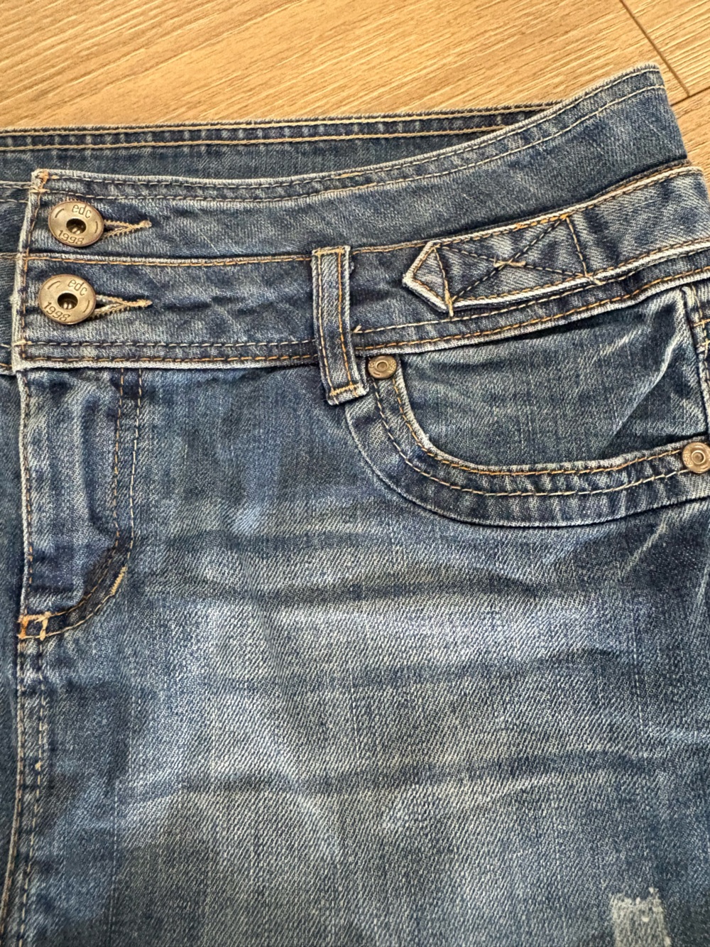 Esprit Blue Denim Mini Skirt with Double Button Waist - Picture 4 of 10